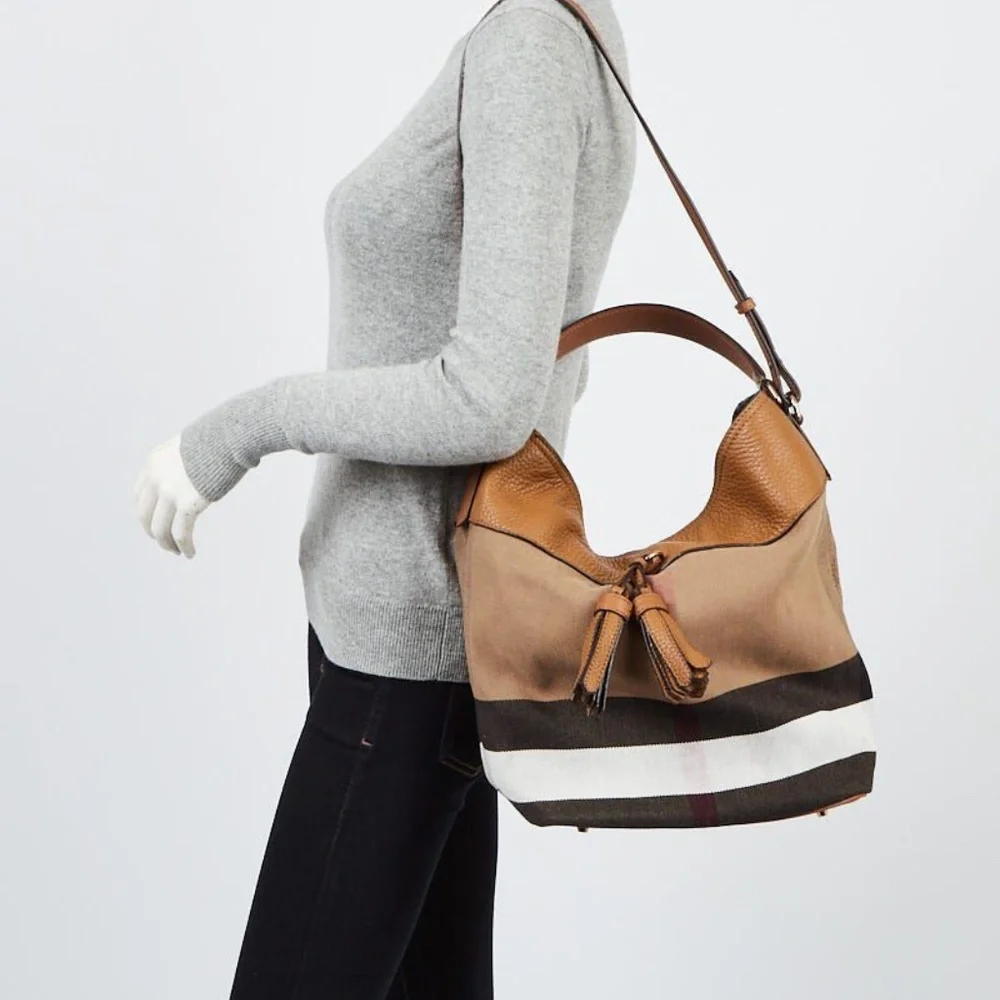Authentic Burberry Ashby Bucket Bag Brown